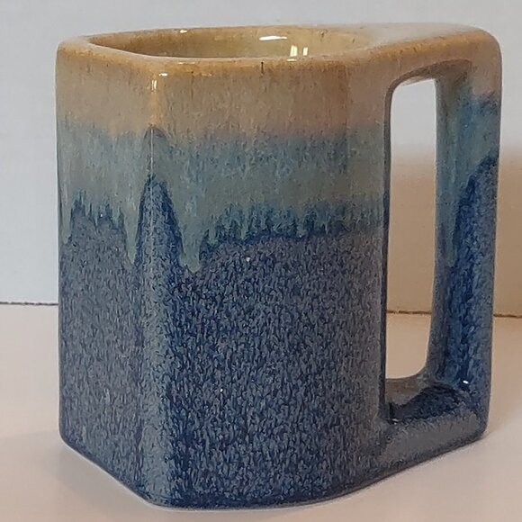 COFFEE Latte MUG TEA CUP MUG Art Deco Pottery Blue Glaze - Picture 3 of 7